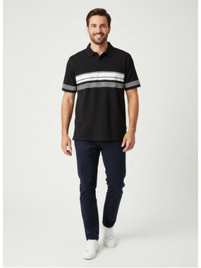IZOD XFG Mens XXL Black White Striped Golf Polo Shirt Cool-FX Stretch Tech